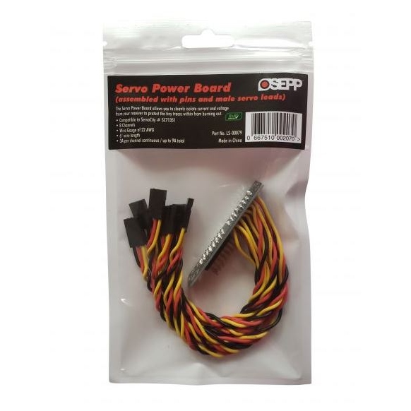 OSEPP LS-00079 Servo Power Board (assembled with pins and male servo leads) - Image 2