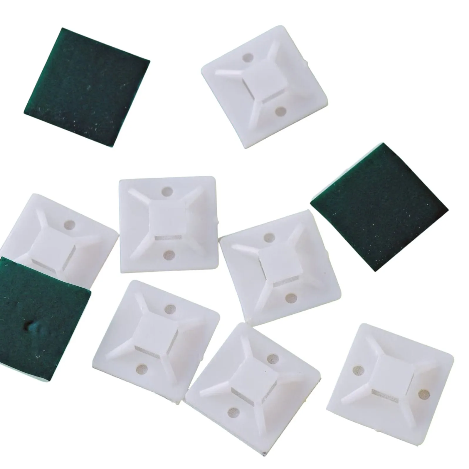 White Nylon Self Adhesive Cable Tie Base Mount 25X25mm 10 PCS
