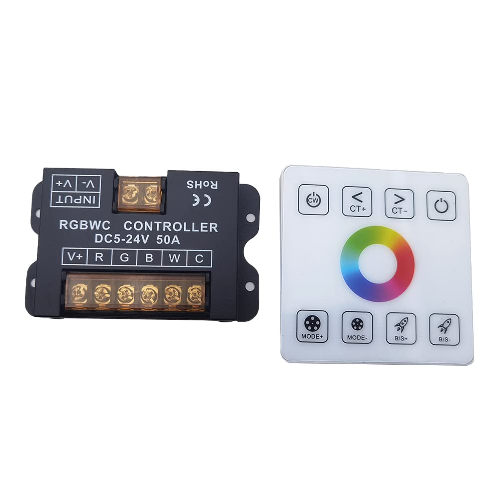 RGBWC LED Controller DC 5-24V 50A with Touch Switch Remote Control