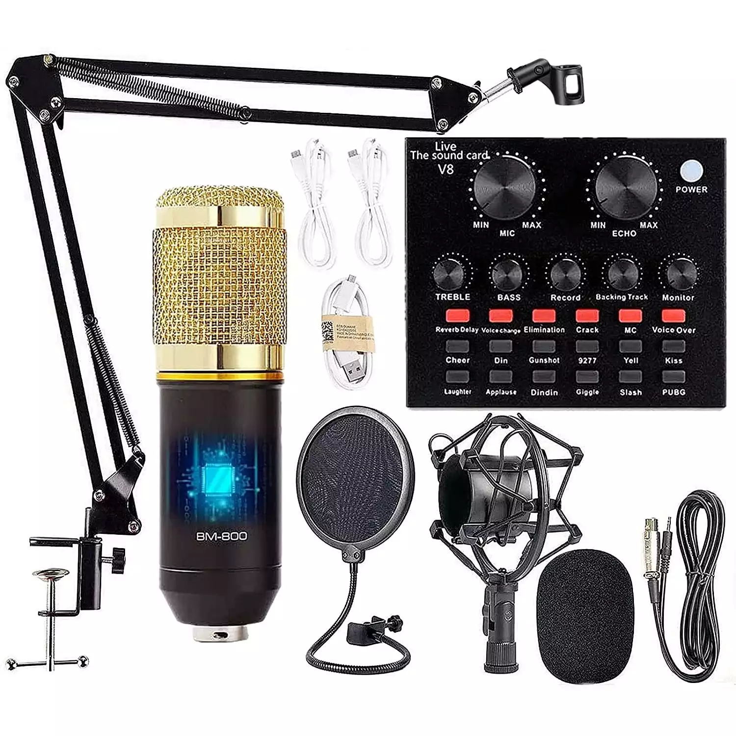 BM800 Condenser Microphone Set with V8 Sound Card for Studio Recording &amp; Broadcasting