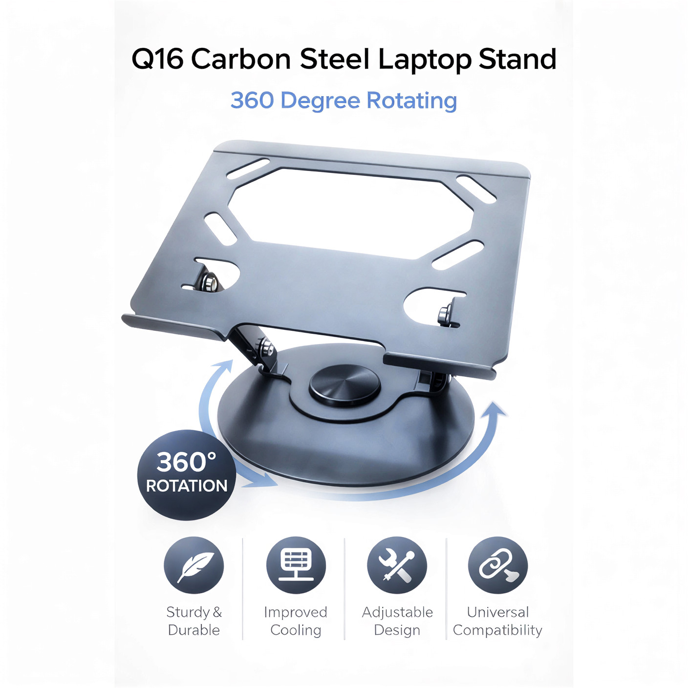 Q16 Carbon Steel Laptop Stand 360 Degree Rotating - Image 3