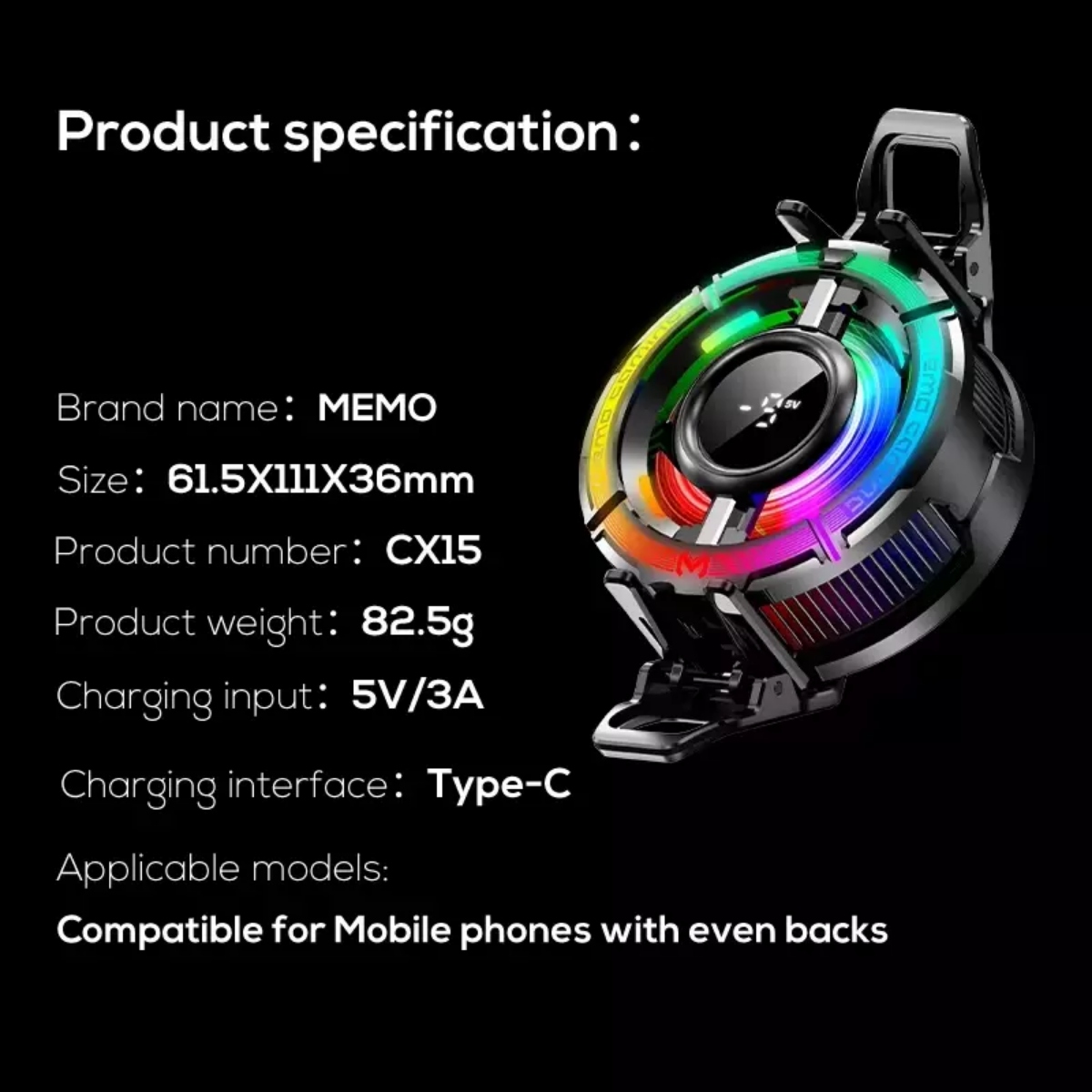 MEMO CX15 Magnetic Phone Cooler FAN 15W - Image 3