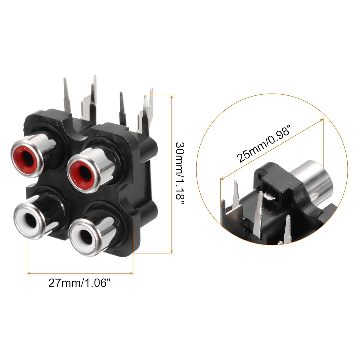 RCA Jack Audio Female Connector 4 Port for PCB - Image 2