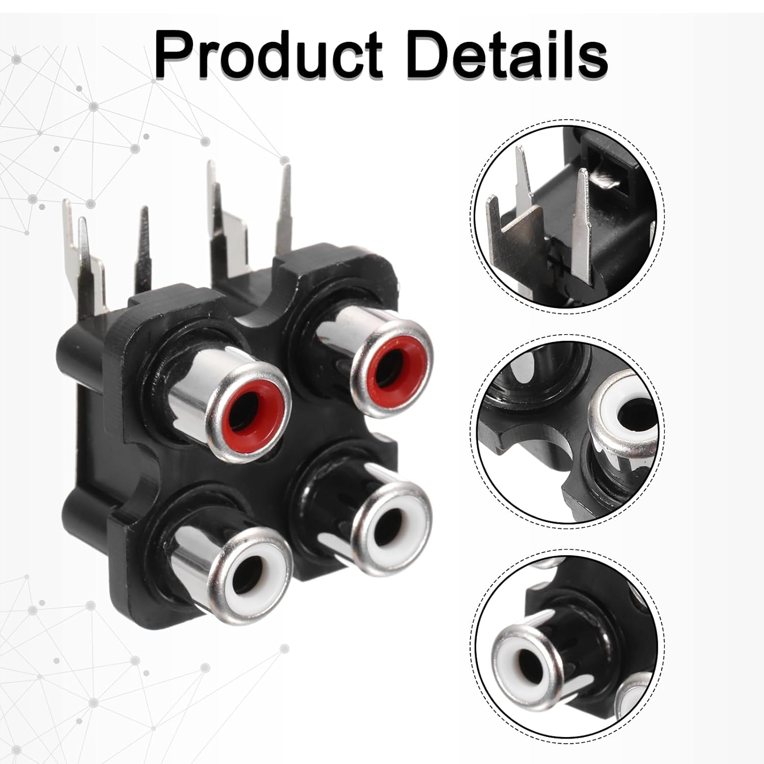 RCA Jack Audio Female Connector 4 Port for PCB - Image 3