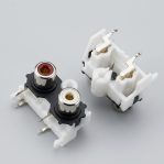 RCA Jack Audio Female Connector 2 Port for PCB (White-Horizontal)