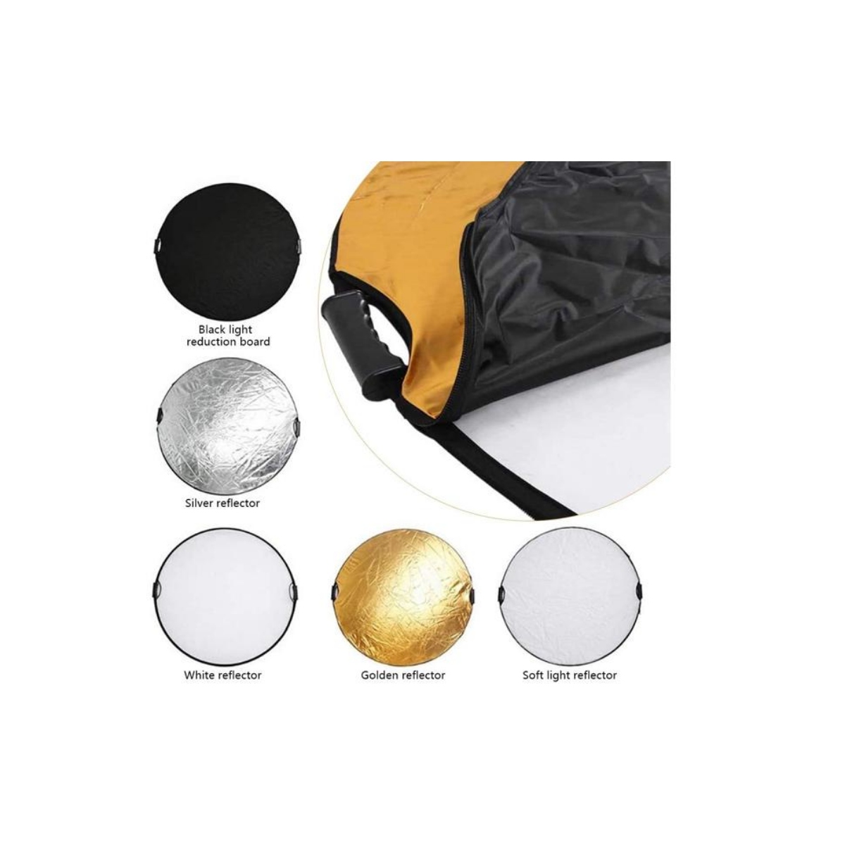 GENPRO RF Reflector 5 in 1 Circle Black, Silver, White, Gold and diffuser - Image 2