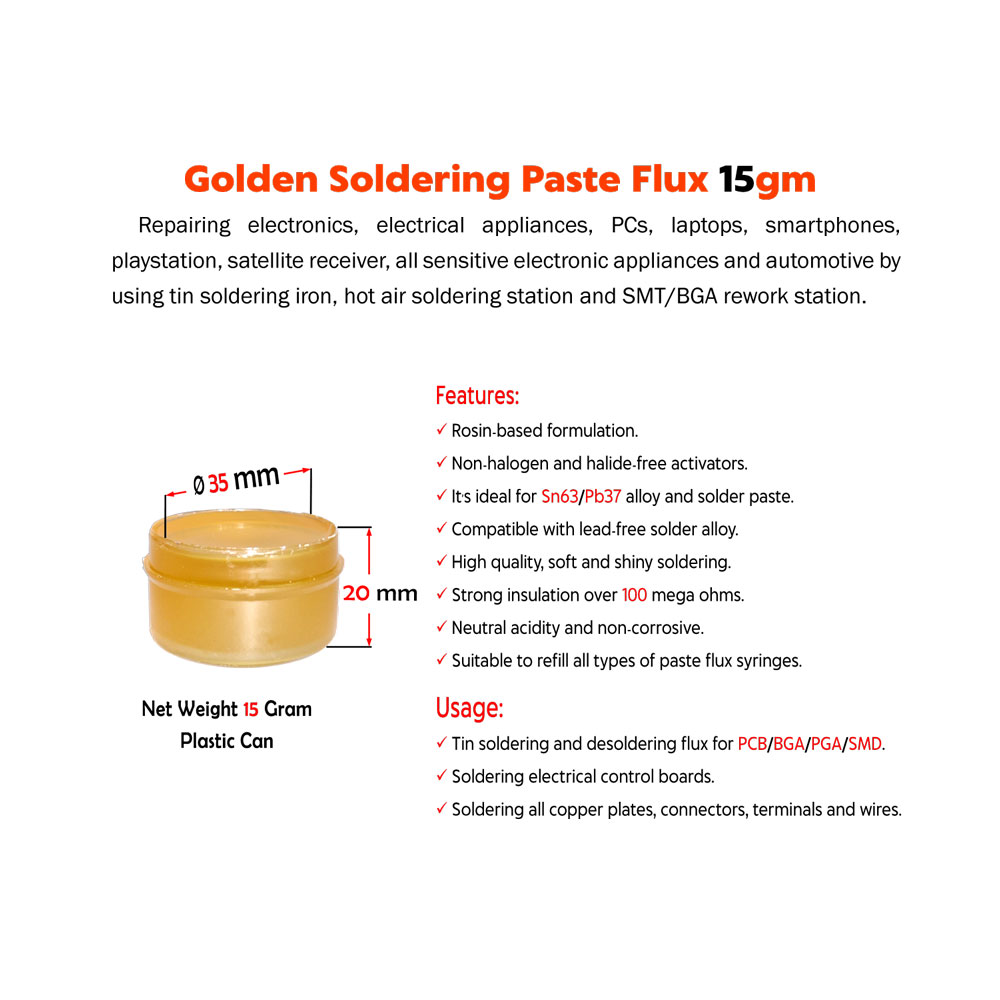 Golden Soldering Paste Flux 15g for Electronics (Plastic Can) - Image 2