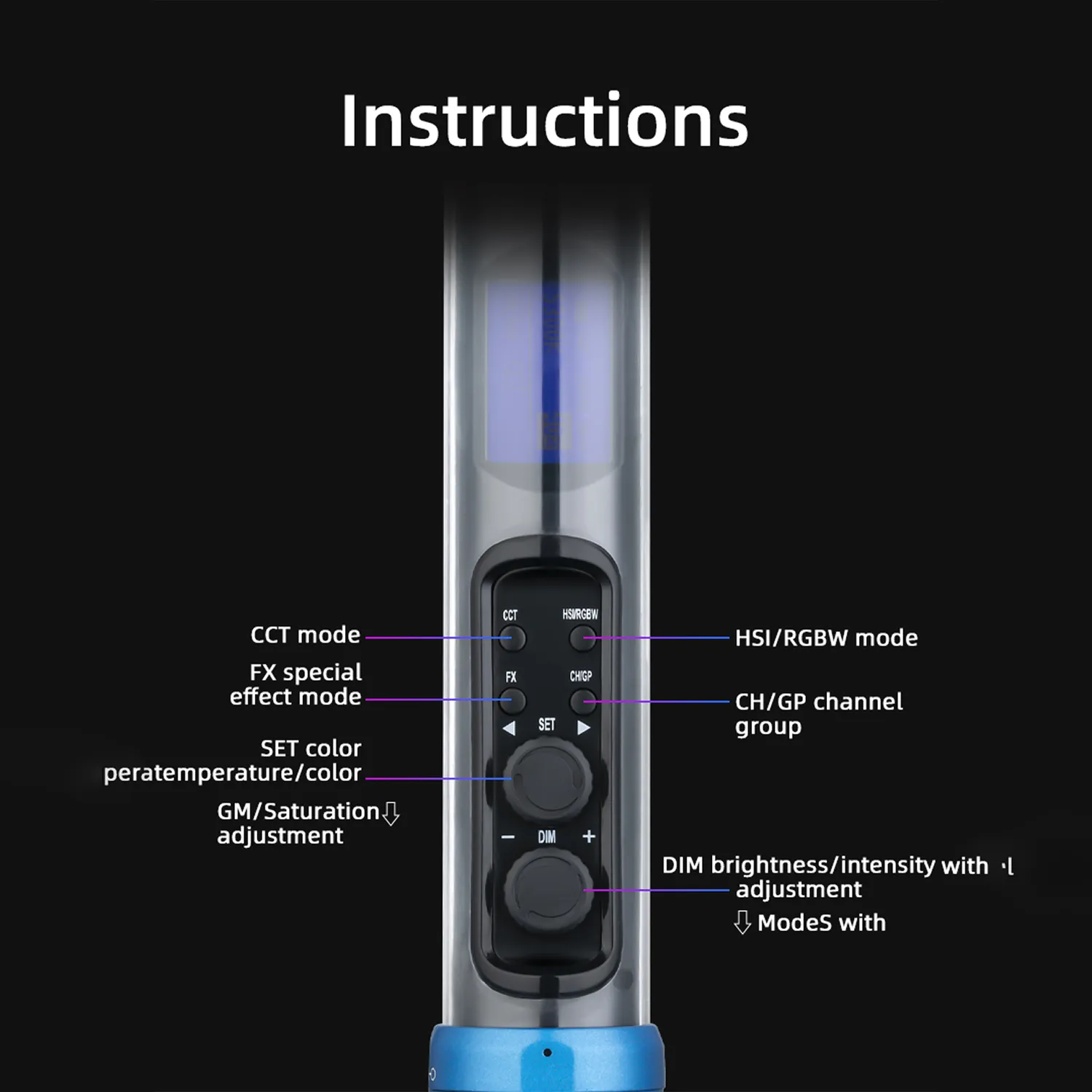 SUTEFOTO TP25 RGB LED Tube Light with Grid - Image 2
