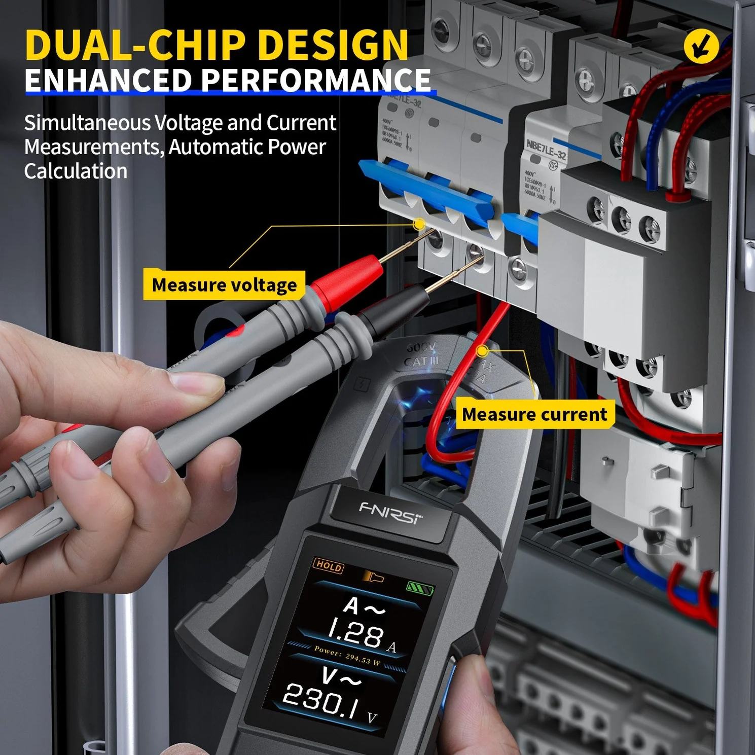 FNIRSI® DMC-100 DC AC Current Voltage Clamp Meter Digital Multimeter - Image 5