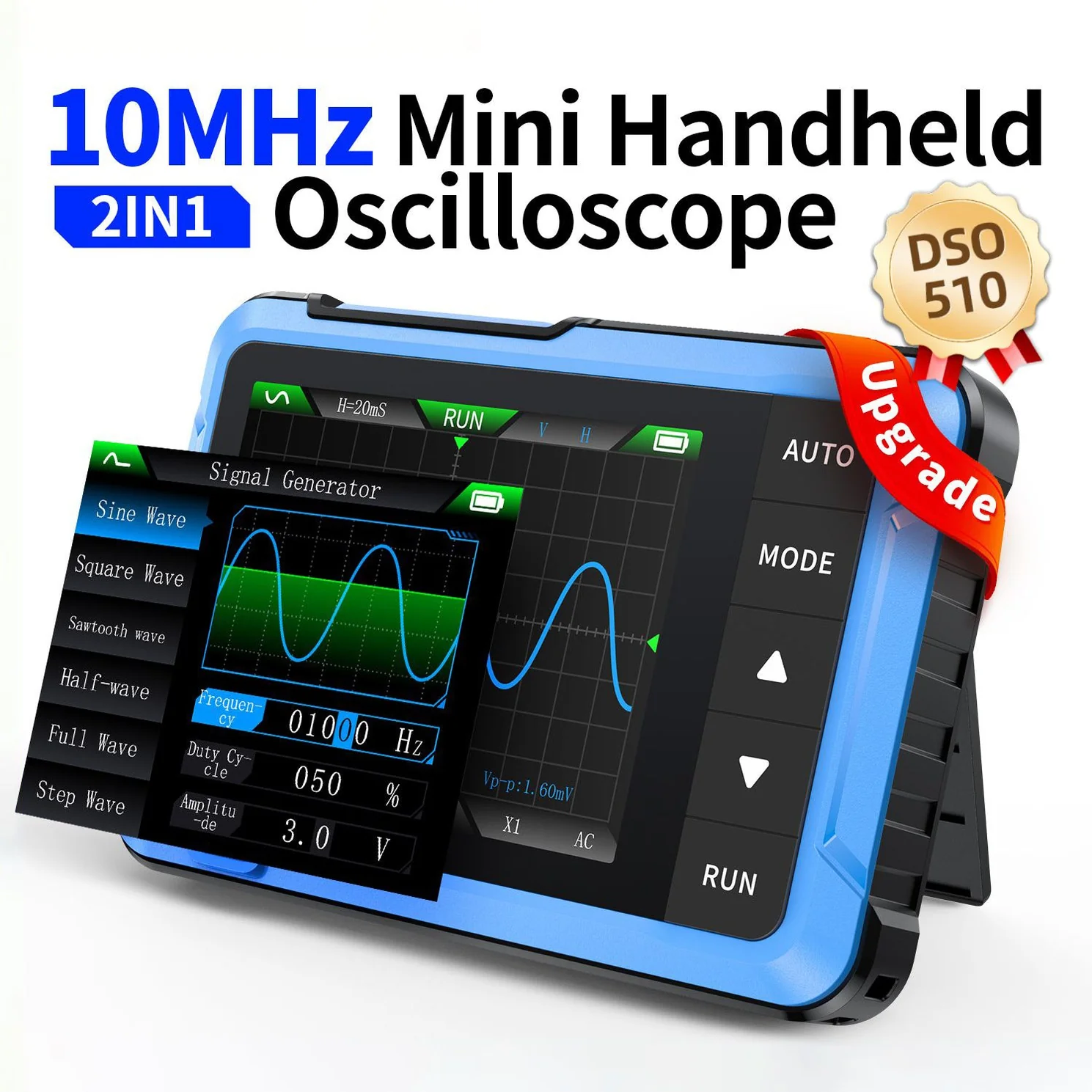 FNIRSI® DSO-510 10MHz 48MS/S Mini Handheld Digital Oscilloscope Signal Generator - Image 9