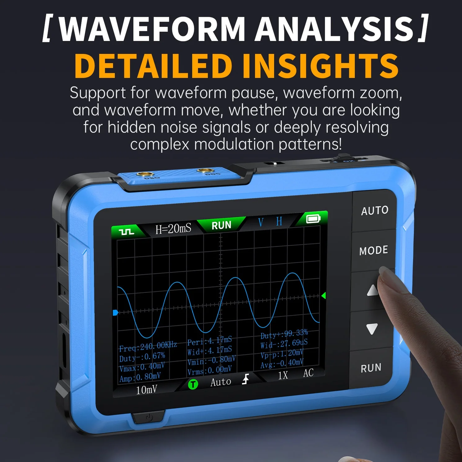 FNIRSI® DSO-510 10MHz 48MS/S Mini Handheld Digital Oscilloscope Signal Generator - Image 7