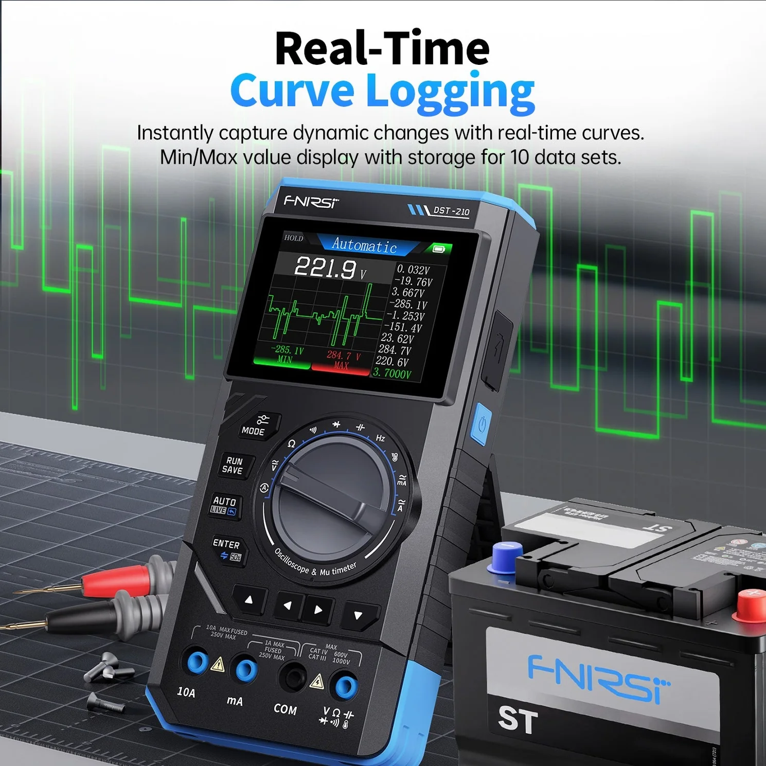 FNIRSI® DST-210 Handheld 3-IN-1 Multimeter Oscilloscope 10MHz & Signal Generator - Image 6