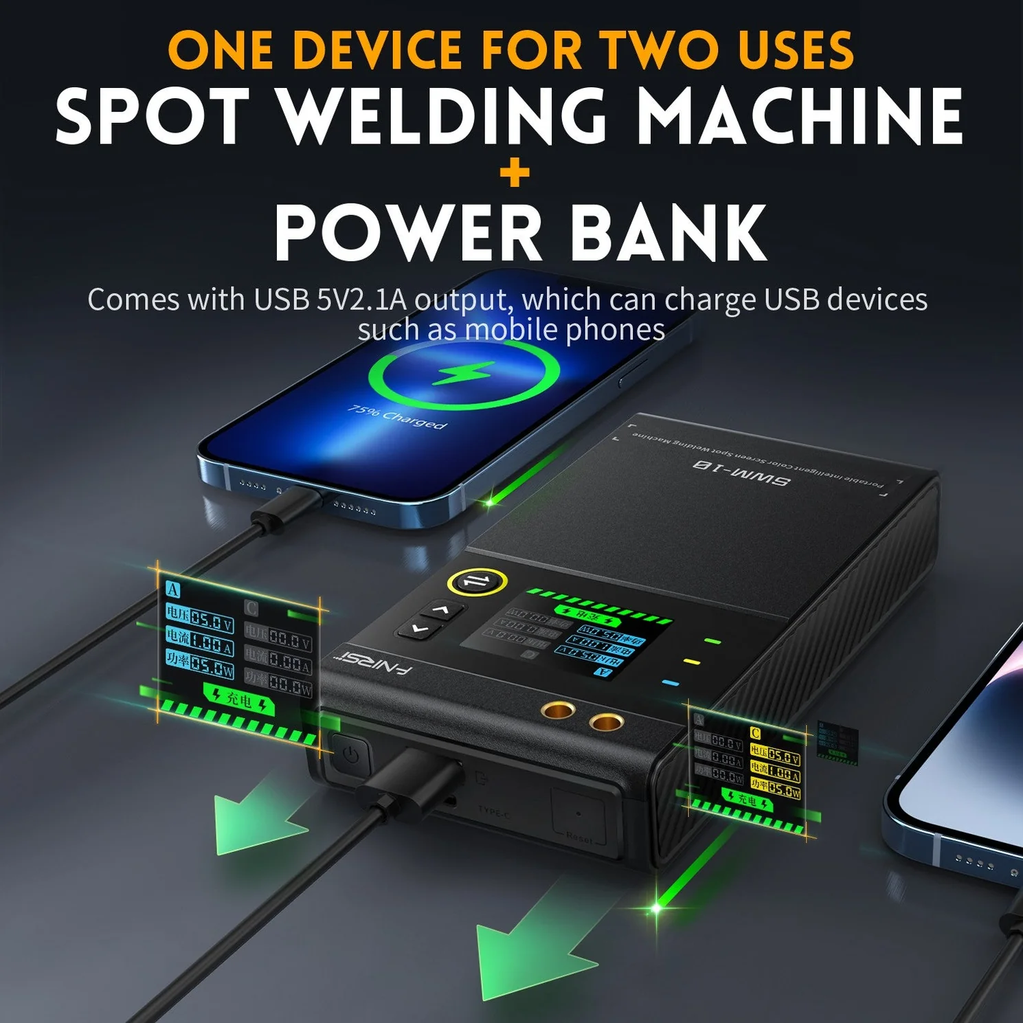 FNIRSI® SWM-10 Portable Intelligent Color Screen Spot Welding Machine - Image 5