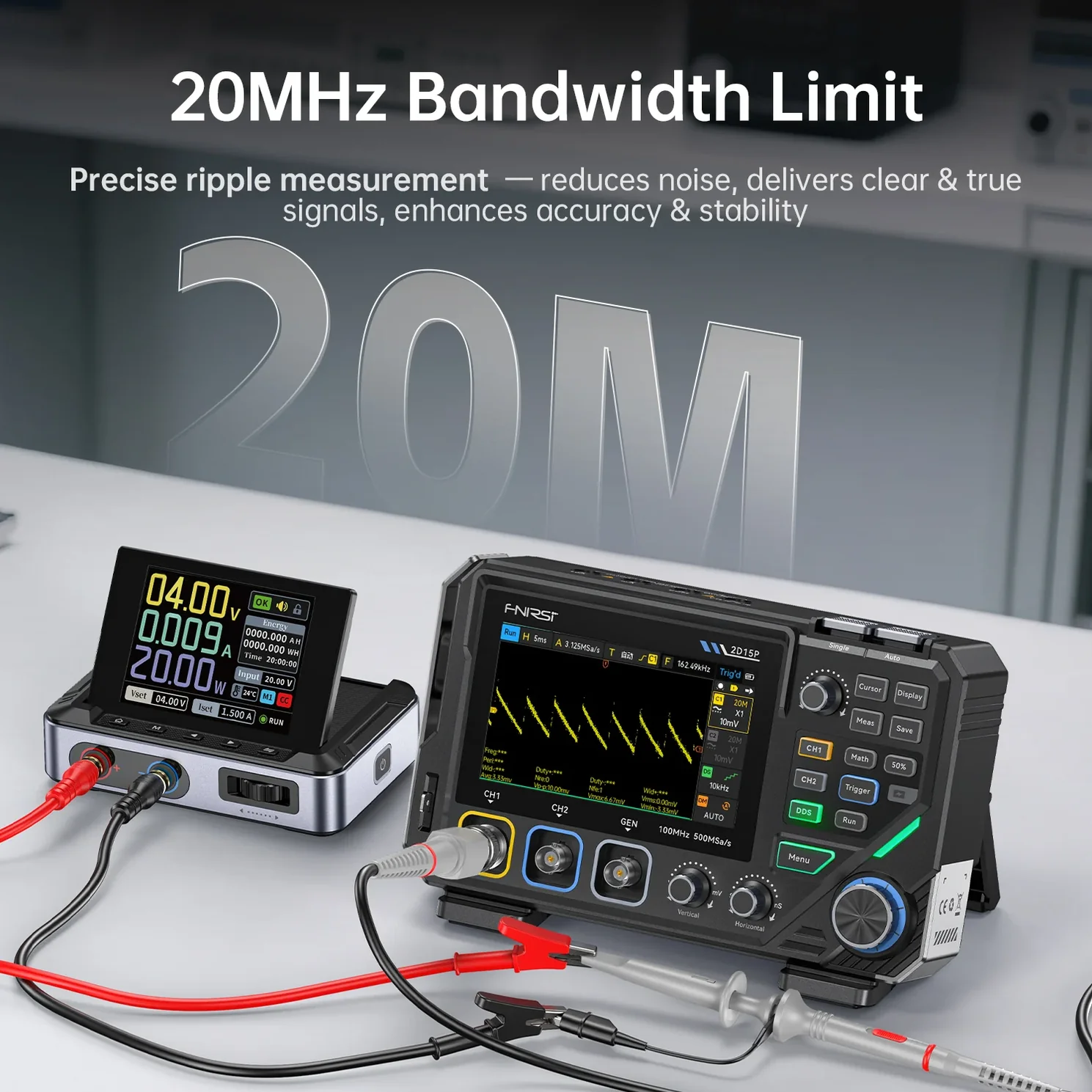 FNIRSI® 2D15P 3-In-1 Benchtop 2CH 100MHz Phosphor Oscilloscope Multimeter - Image 5