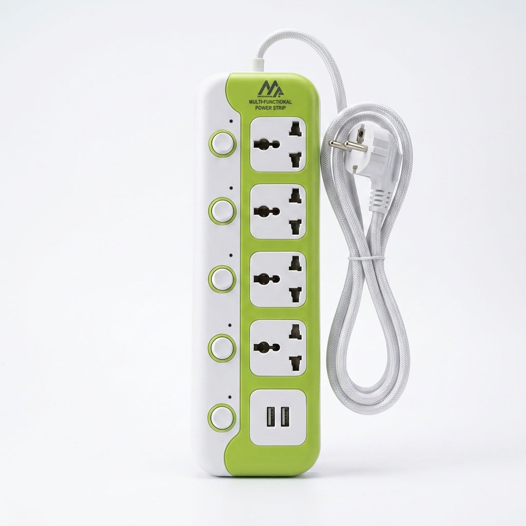 6225U Multi Socket Power Strip with 4 Universal Outlets &amp; 2 USB Ports 2M Cable