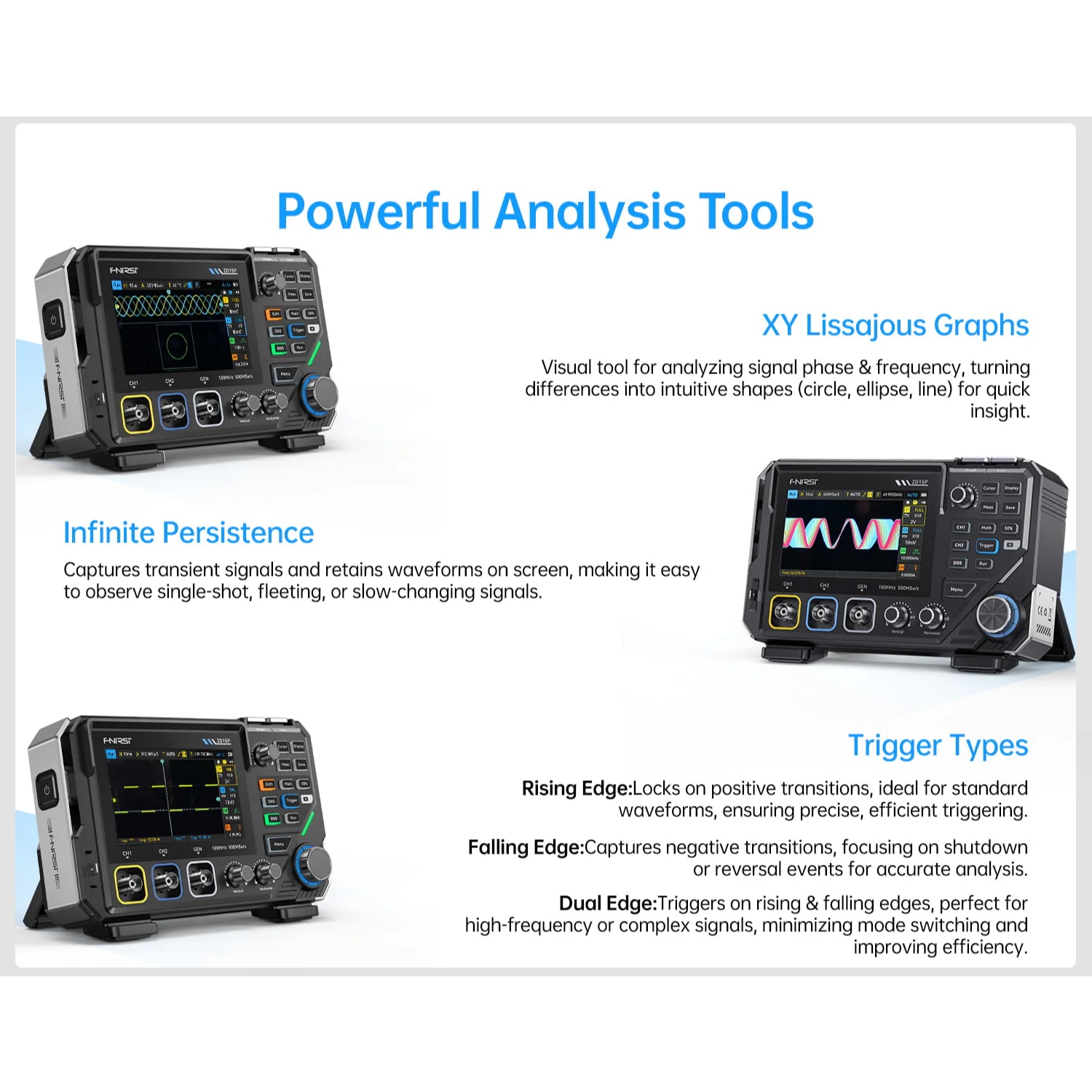 FNIRSI® 2D15P 3-In-1 Benchtop 2CH 100MHz Phosphor Oscilloscope Multimeter - Image 11