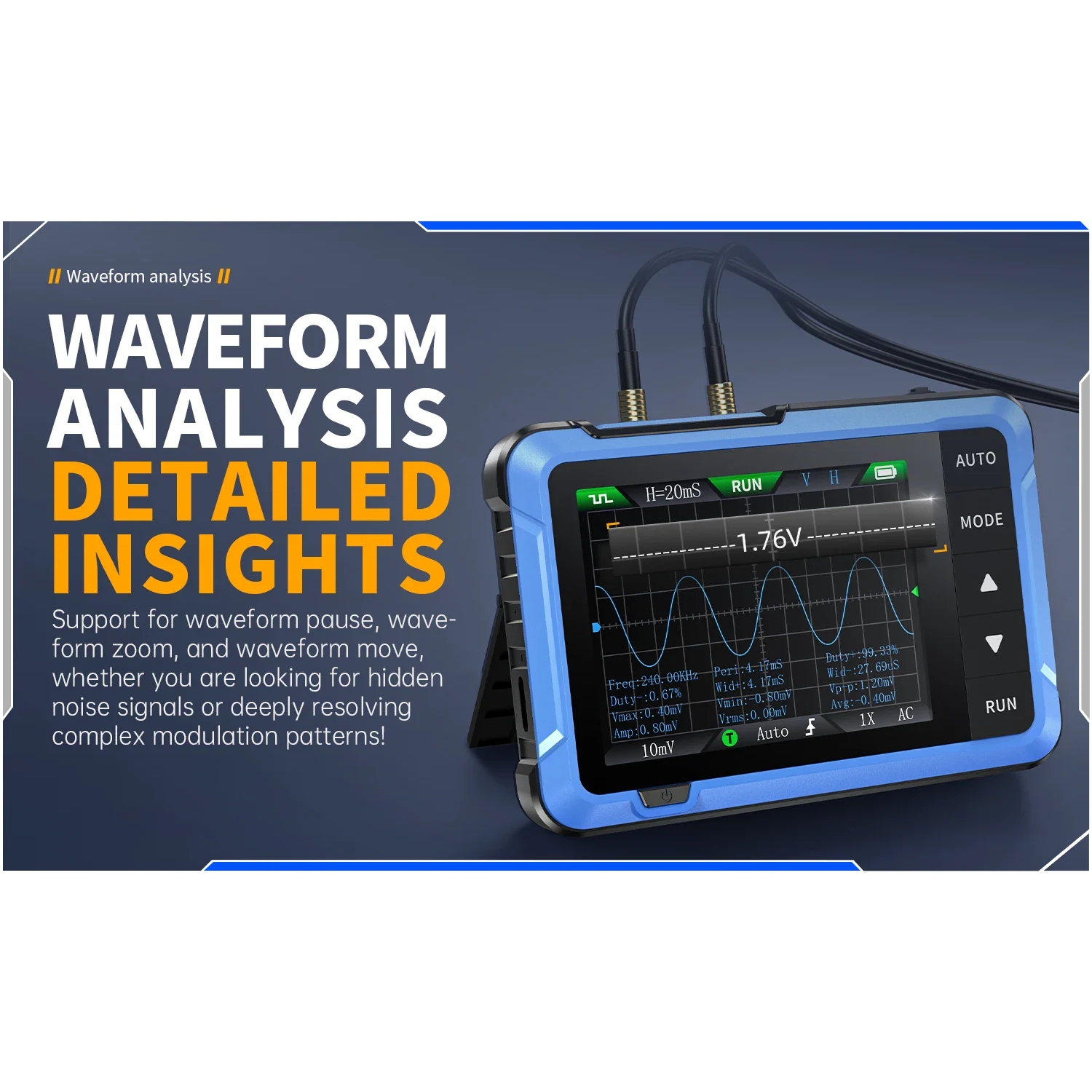FNIRSI® DSO-510 10MHz 48MS/S Mini Handheld Digital Oscilloscope Signal Generator - Image 14