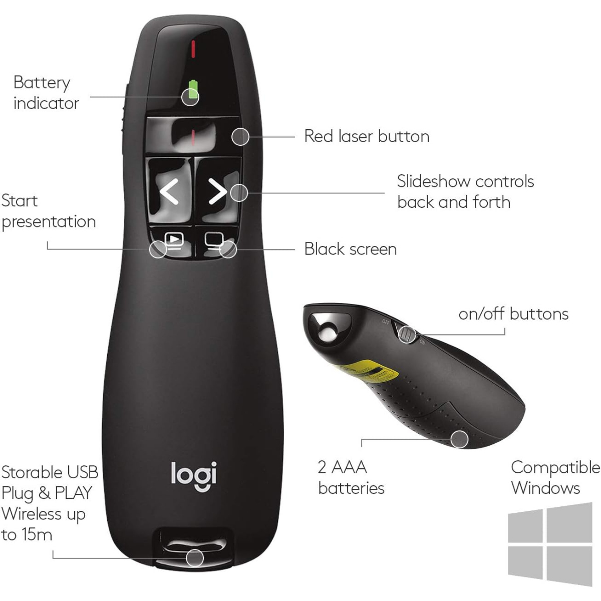 Logitech R400 Laser Wireless Presentation Remote - Image 7