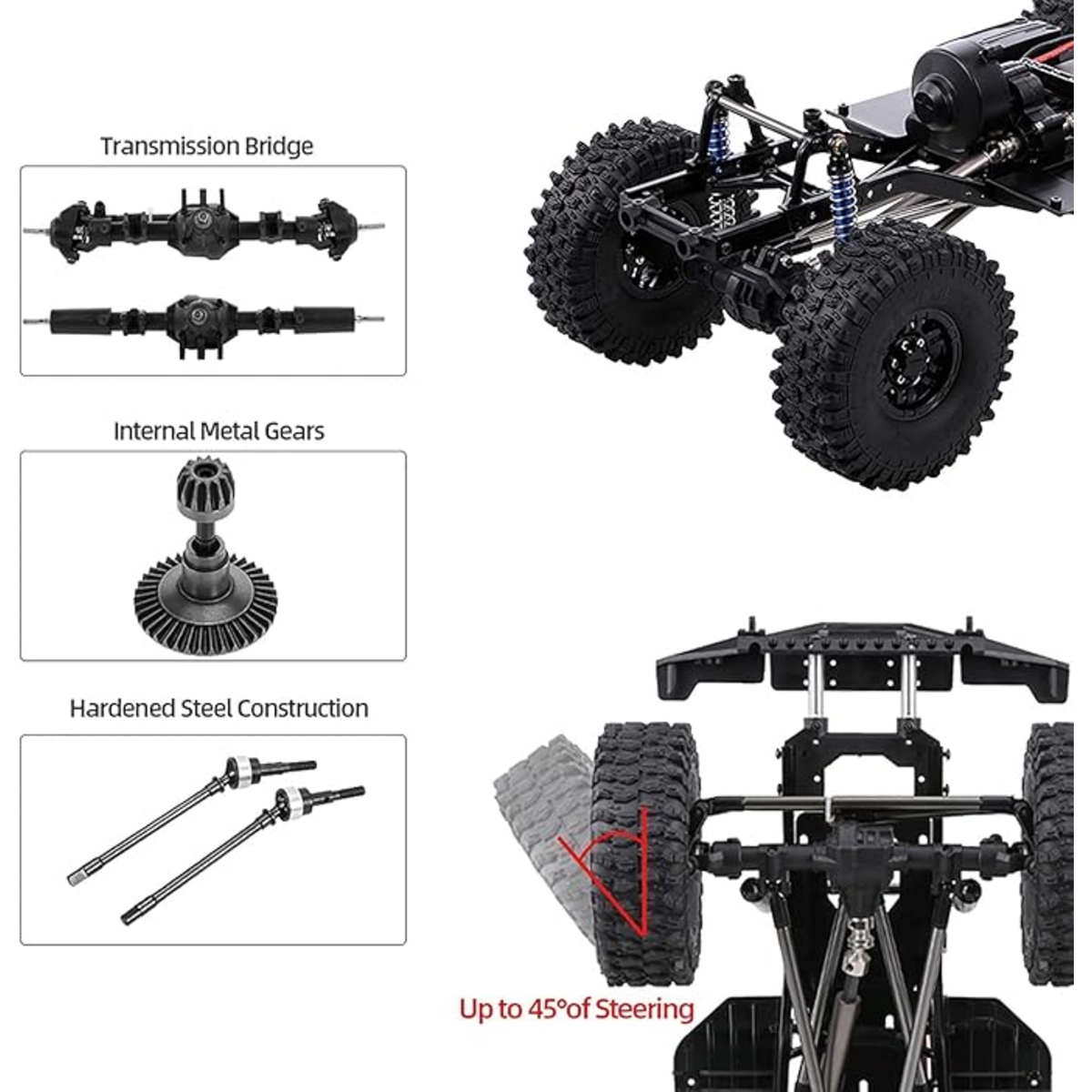 SCX10 II RC Car 313mm Wheelbase Chassis Frame w/Tries for 1/10 AXIAL - Image 4