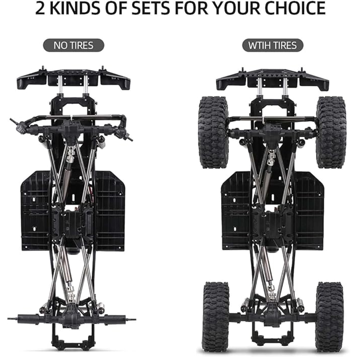 SCX10 II RC Car 313mm Wheelbase Chassis Frame w/Tries for 1/10 AXIAL - Image 3
