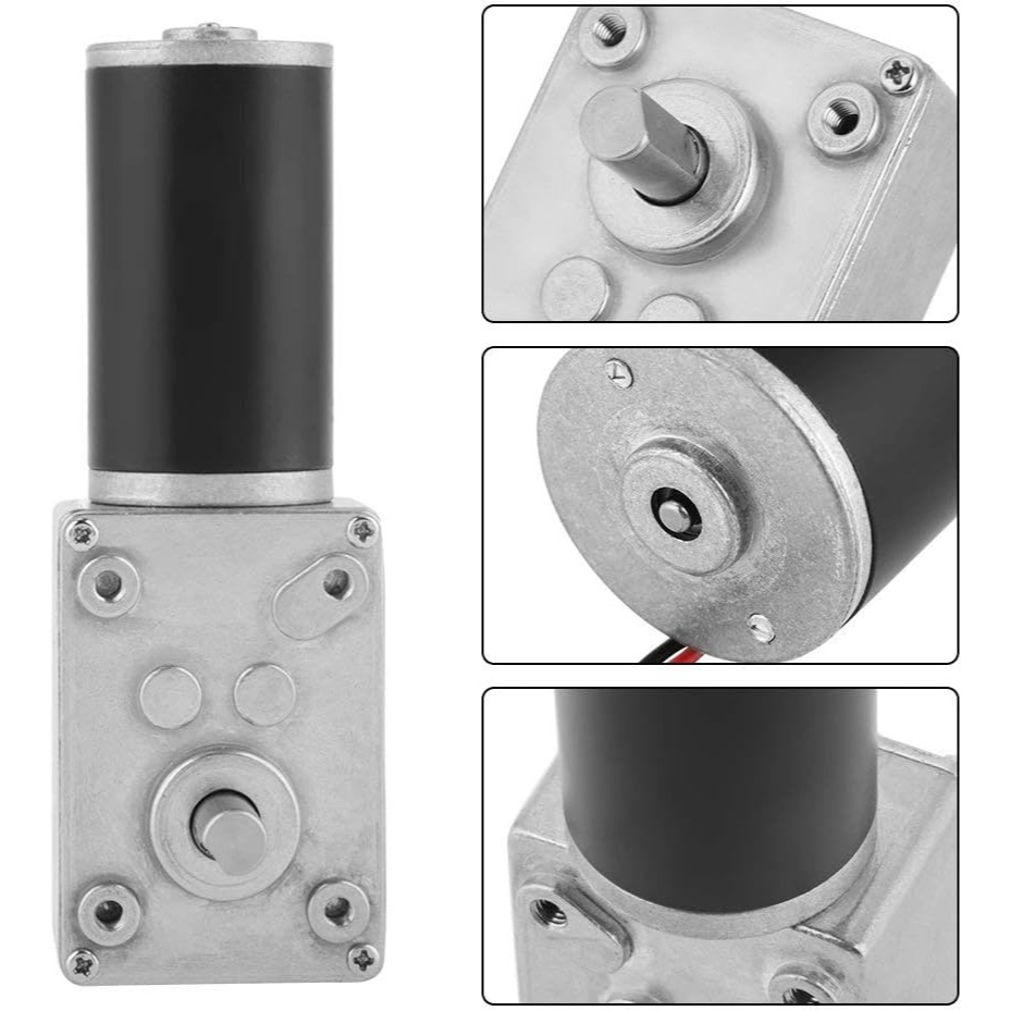 5840-31ZY High Torque Worm DC Gear Motor 12V 200RPM D-Shaft 8mm with Mount Bracket - Image 7