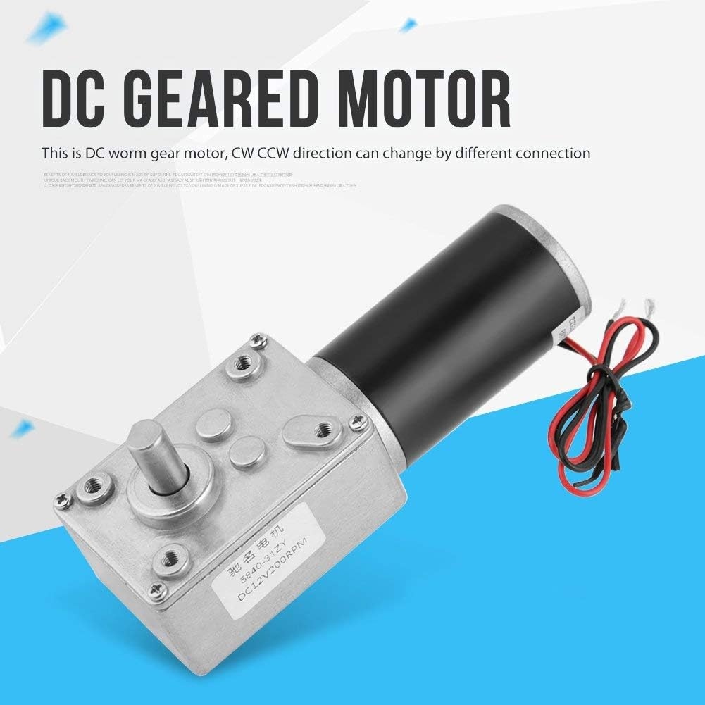 5840-31ZY High Torque Worm DC Gear Motor 12V 200RPM D-Shaft 8mm with Mount Bracket - Image 6