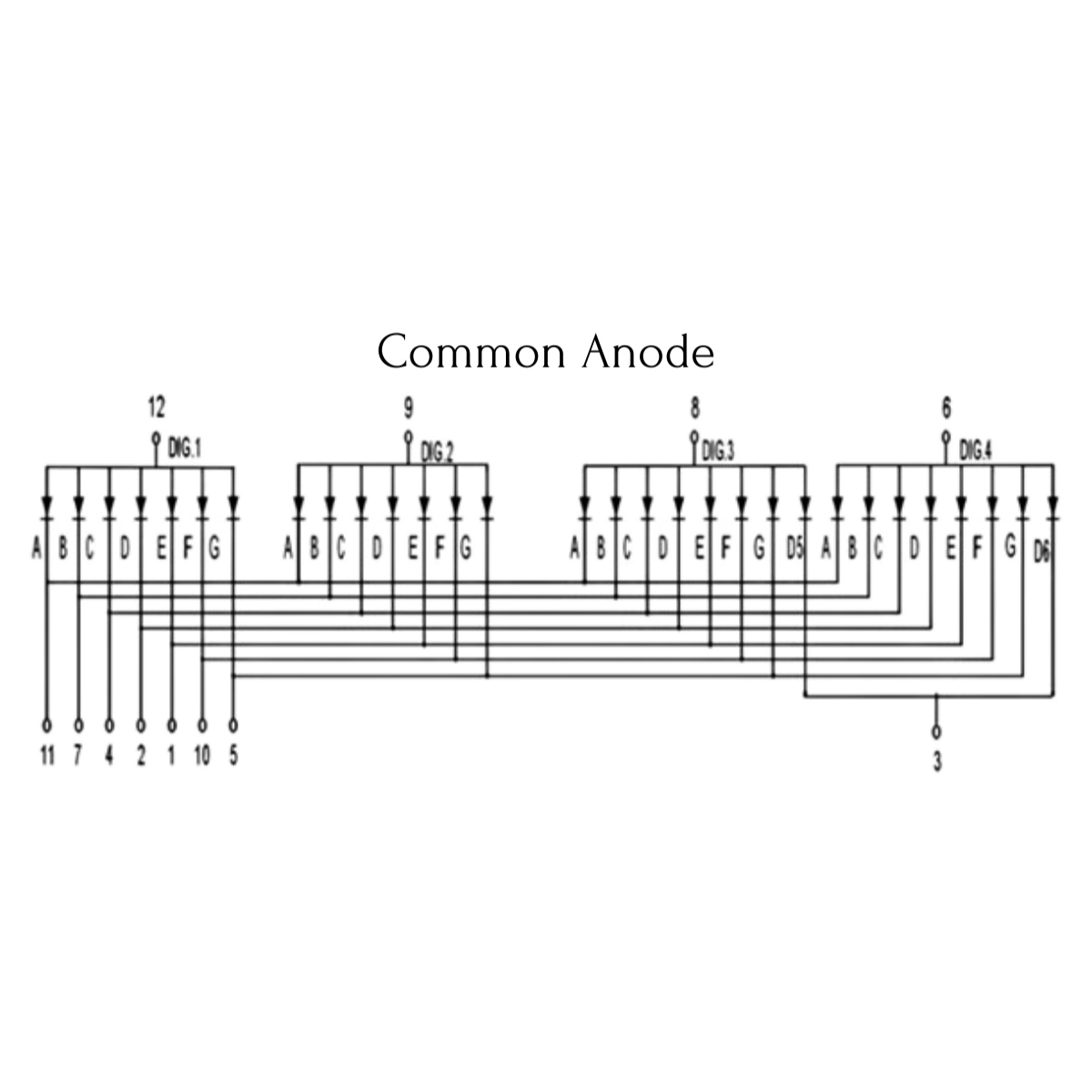 5643BW Clock Time 7 Segment 4 Digit 0.56 Inch Com.Anode - WHITE - Image 2