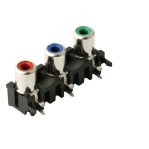 RCA Jack Audio Female Connector 3 Port for PCB (Black-Horizontal)