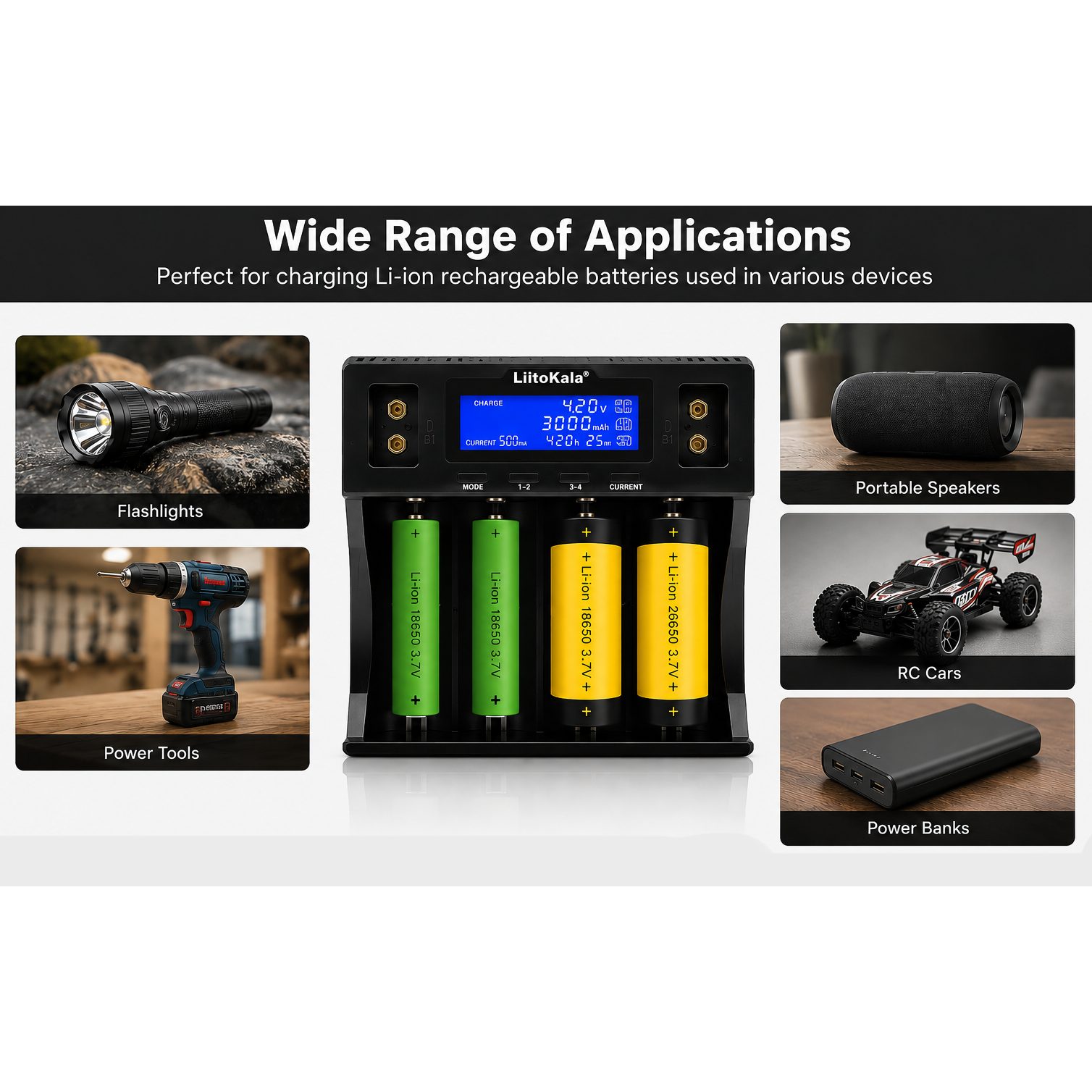 LiitoKala Lii-D4XL Smart LCD Fast Battery Charger 4-Slot - Image 10