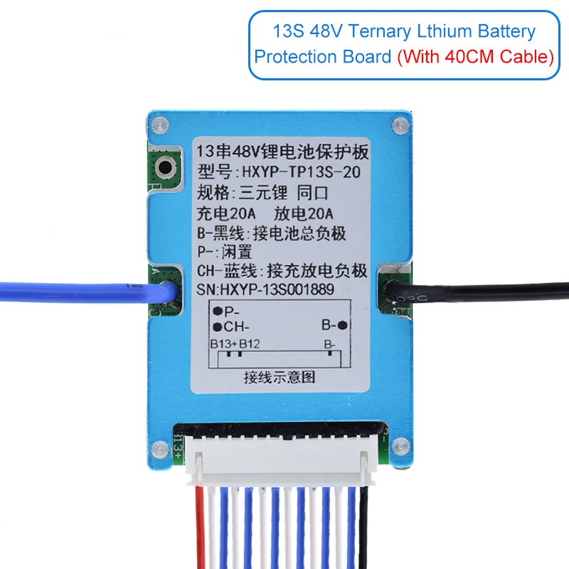 Lithium-ion Battery Charger Protection Module (BMS) 13S 20A 48V with Aluminum Heat Sink - Image 3