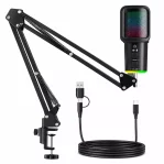 SU9 USB RGB Condenser Microphone Kit with Boom Arm