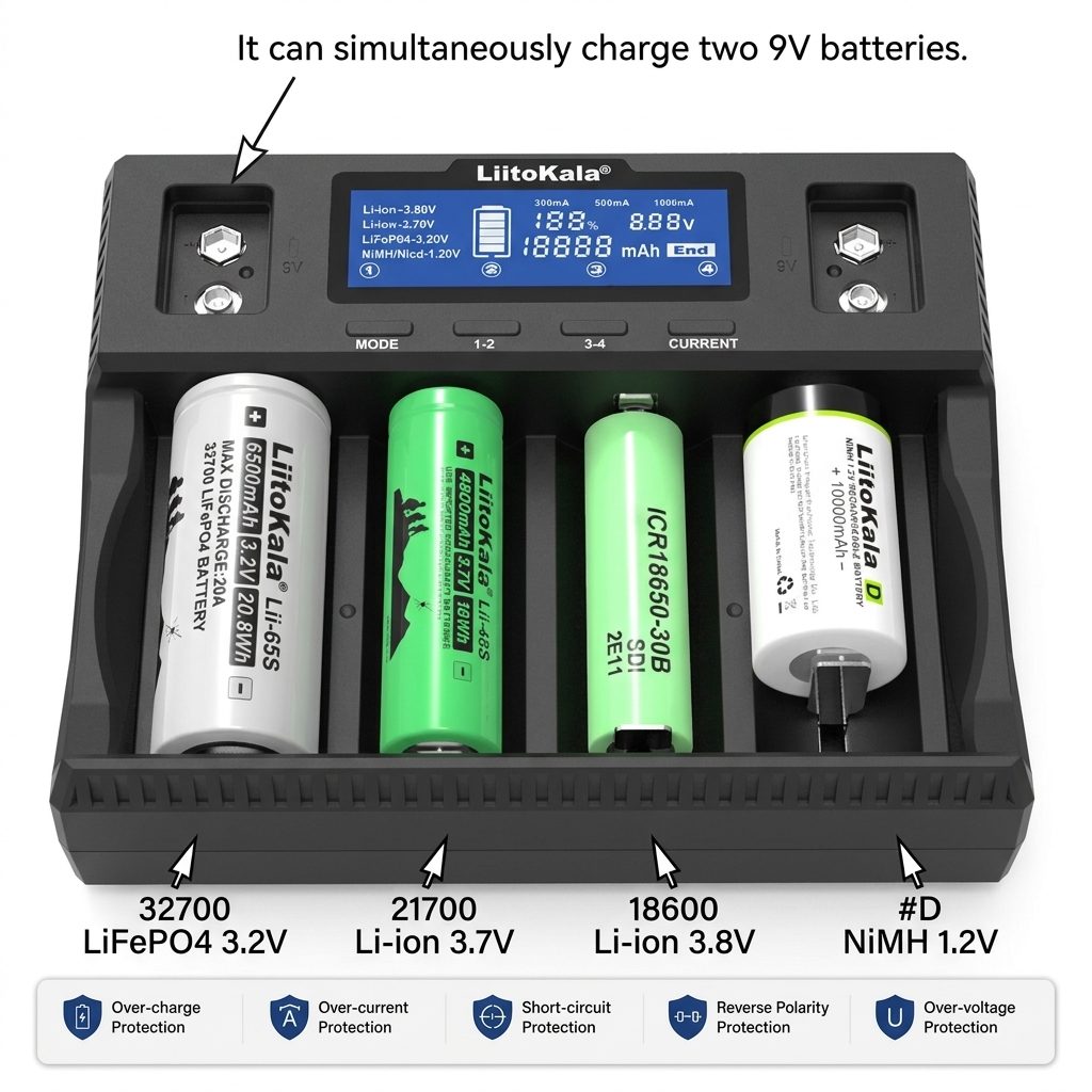 LiitoKala Lii-D4XL Smart LCD Fast Battery Charger 4-Slot - Image 9