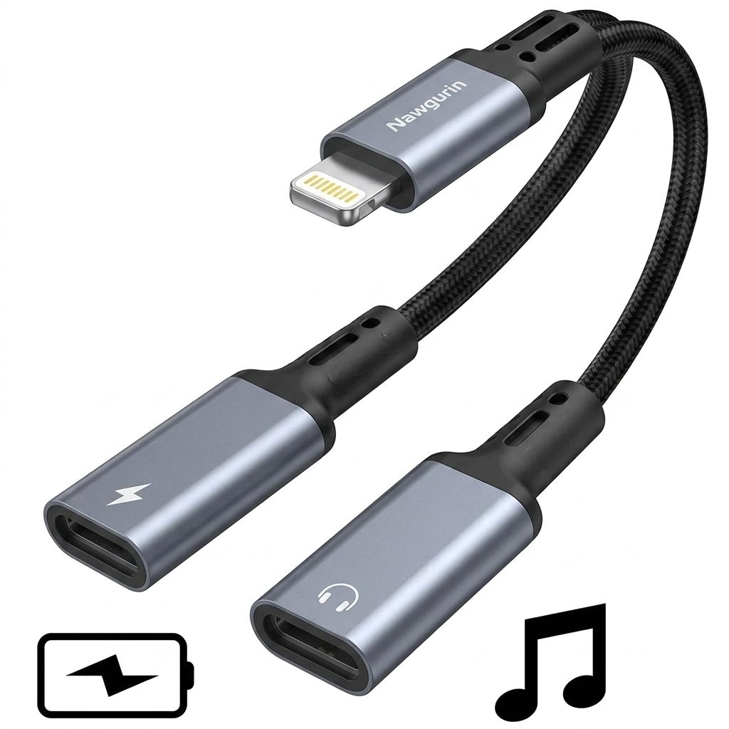 GL-ZJ-066 Lightning Splitter Adapter for iPhone for Charging & Headphone