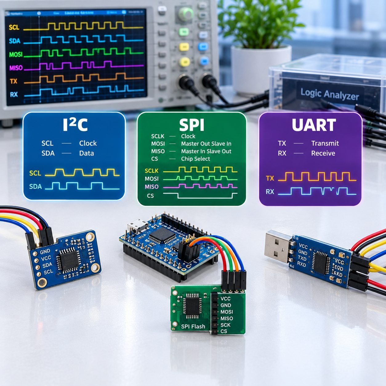 I2C vs SPI vs UART