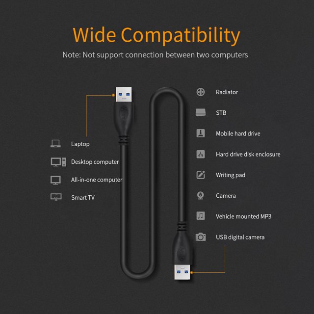 USB 3.0 Cable Type-A Male to Type-A Male 30cm Blue - Image 6