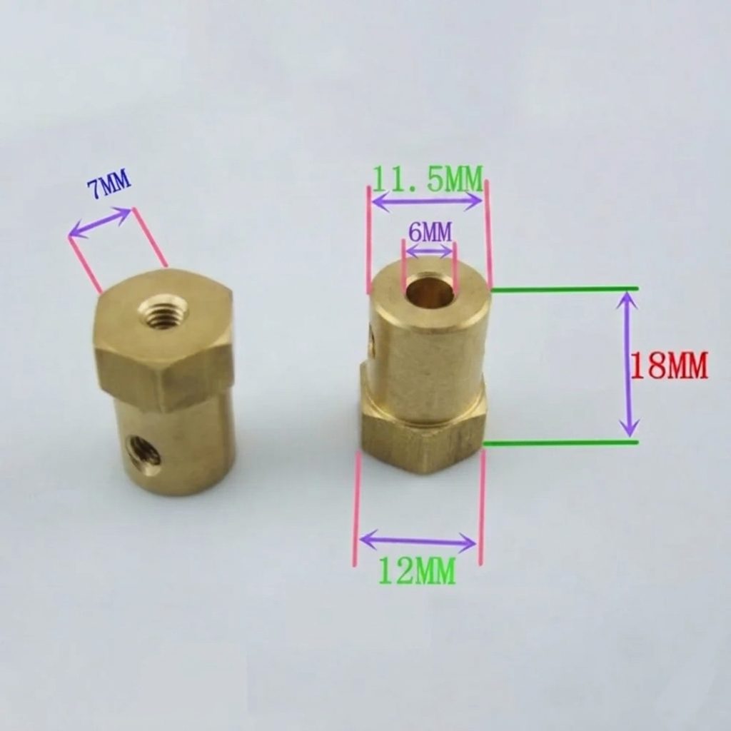 Hex Coupler For DC Geared Motor 6mm - Image 4