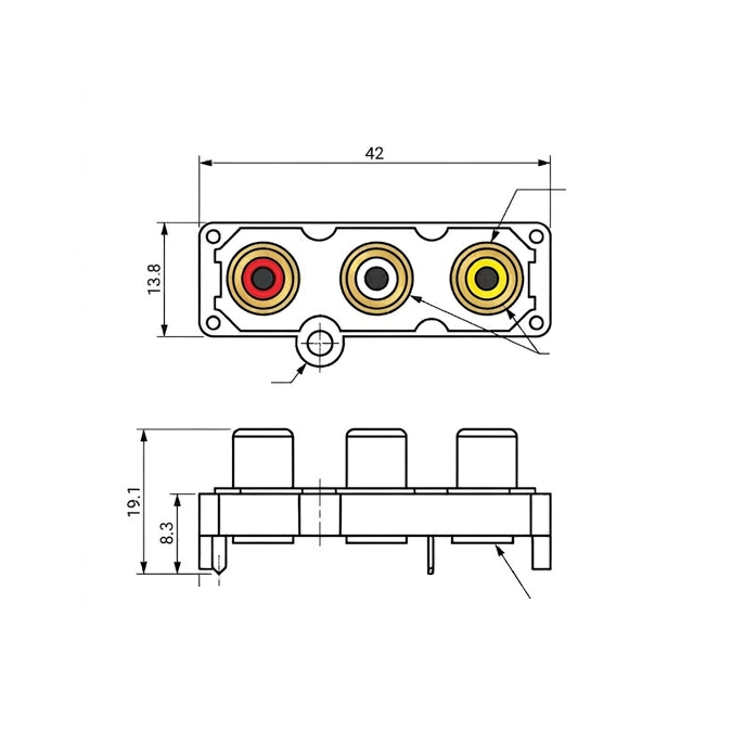 RCA Jack Audio Female Connector 3 Port for Panel Mount - Image 6