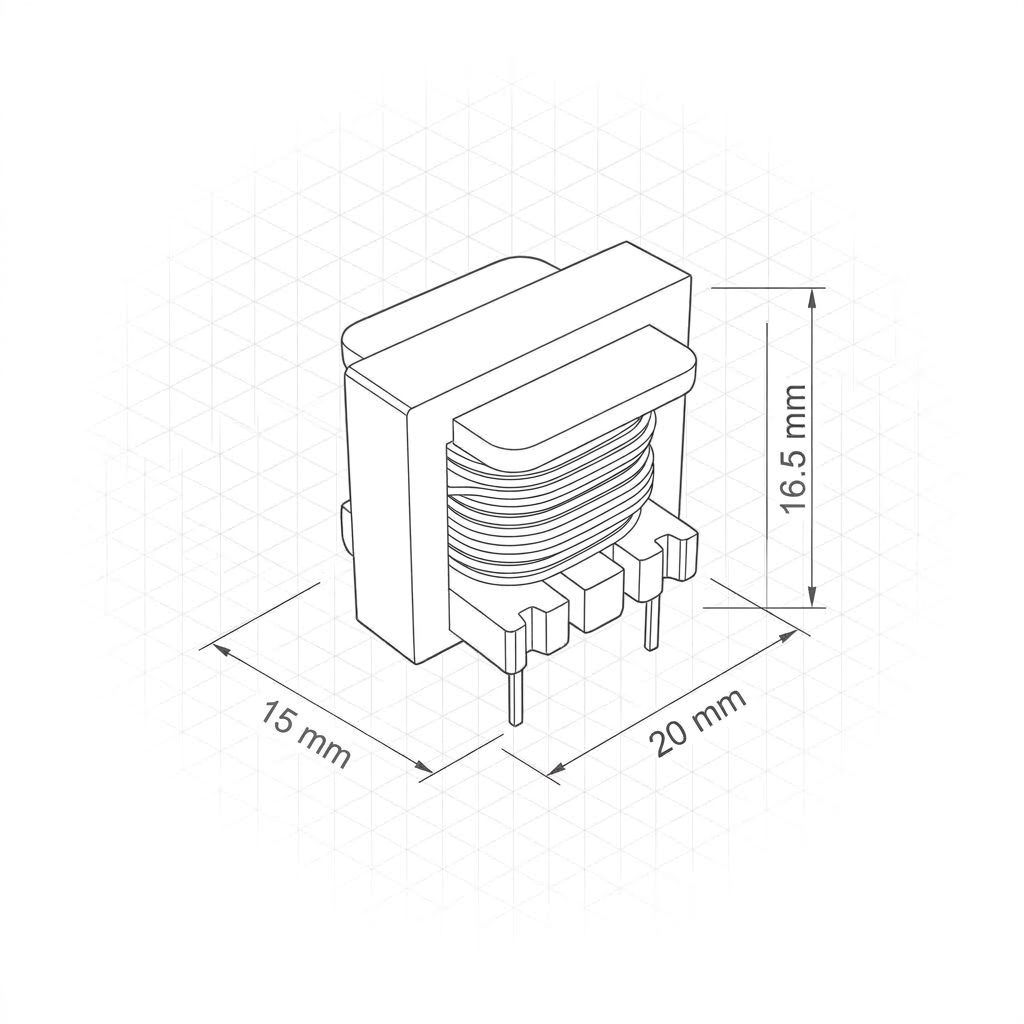 Power Inductor E Shape Core 4mH 20x15mm 4 Pin (Blue) - Image 3