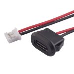 USB Type-C Female Panel Mount Socket Waterproof with JST XH2.54 Connector (Black)