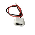 USB Type-C Female Panel Mount Socket Waterproof with 2-Wire 10cm Cable (White)