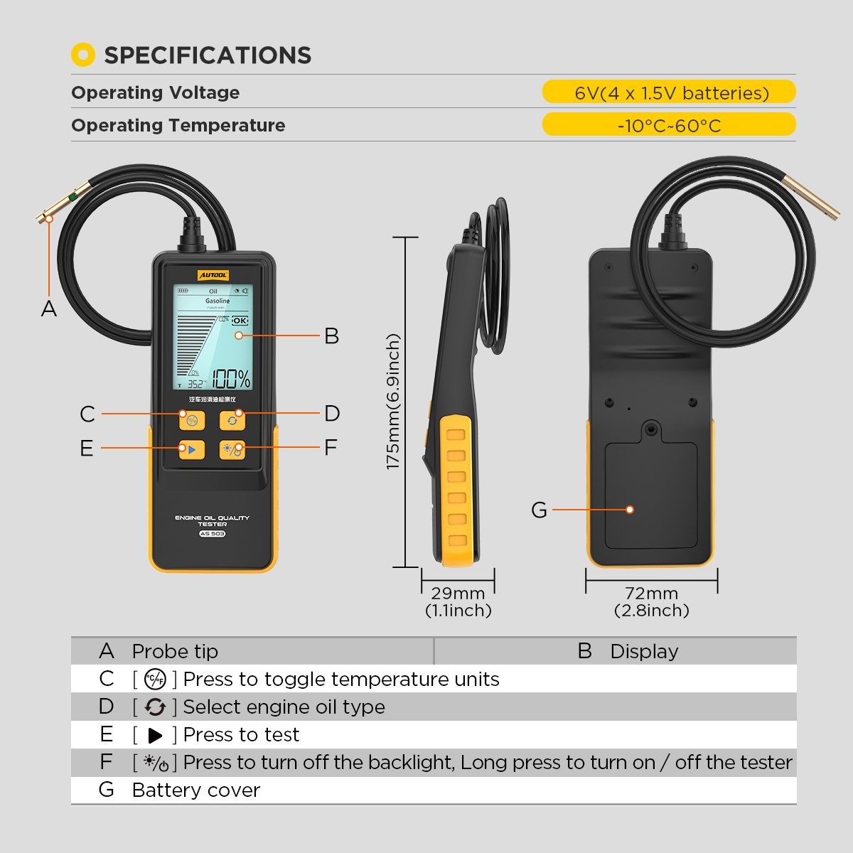 AUTOOL AS503 Engine Oil Quality Tester - الصورة 11