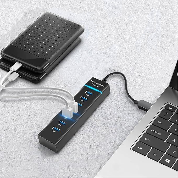 USB 3.0 Super Speed 7-Port Hub 5 Gbps with Power Jack - الصورة 5
