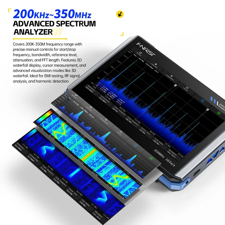 ⁦FNIRSI® DPOS350P 4-IN-1 350MHz 1GSPS Tablet Oscilloscope Signal Generator Spectrum Analyzer Frequency Response Analyzer⁩ - الصورة ⁦4⁩