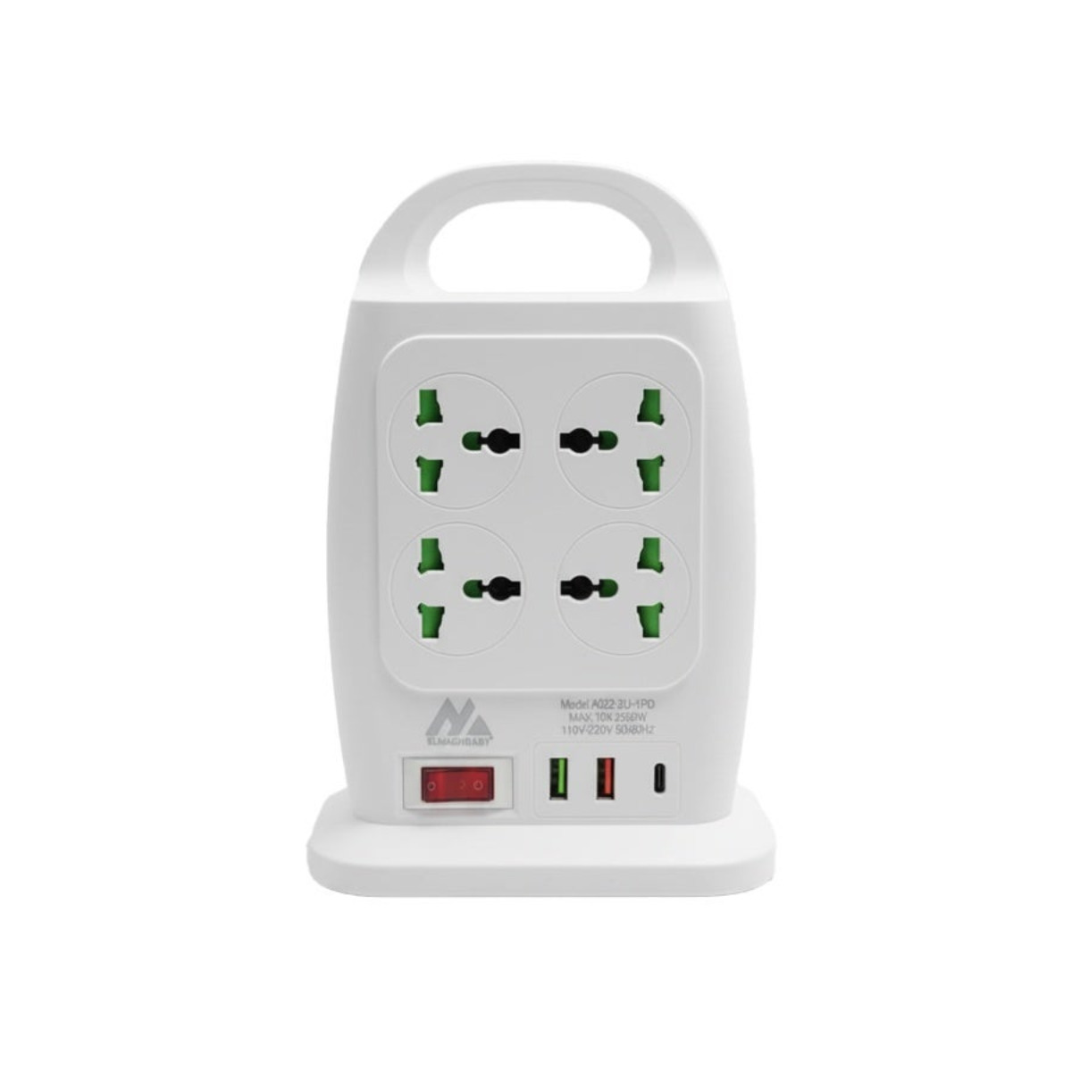 A022-6U-3PD Multi Power Sockets (8 Sockets, 6 USB, 3 Type-C) 2500W - White - Image 4