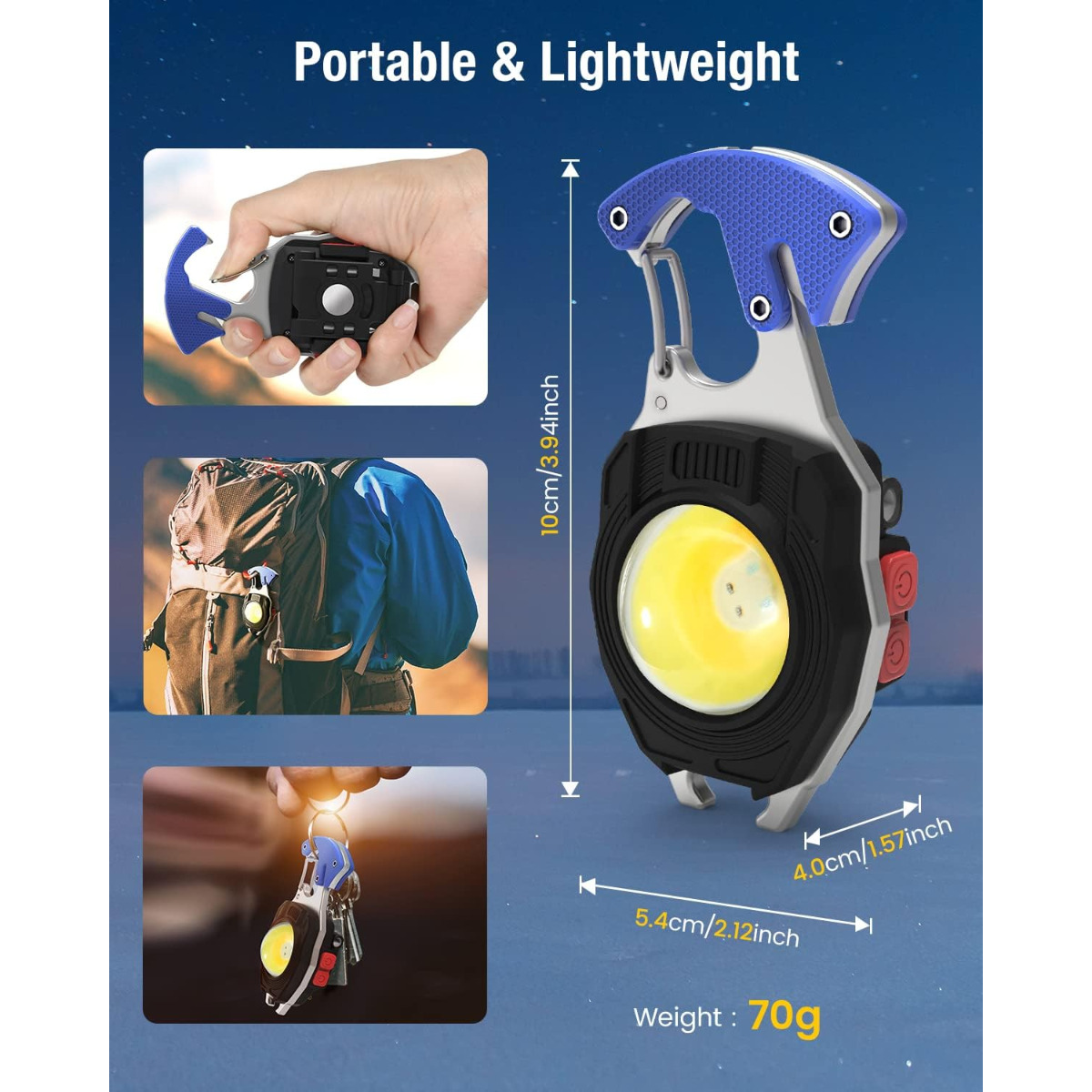 W5147 Multi Tool LED Rechargeable Keychain Flashlight - الصورة 6